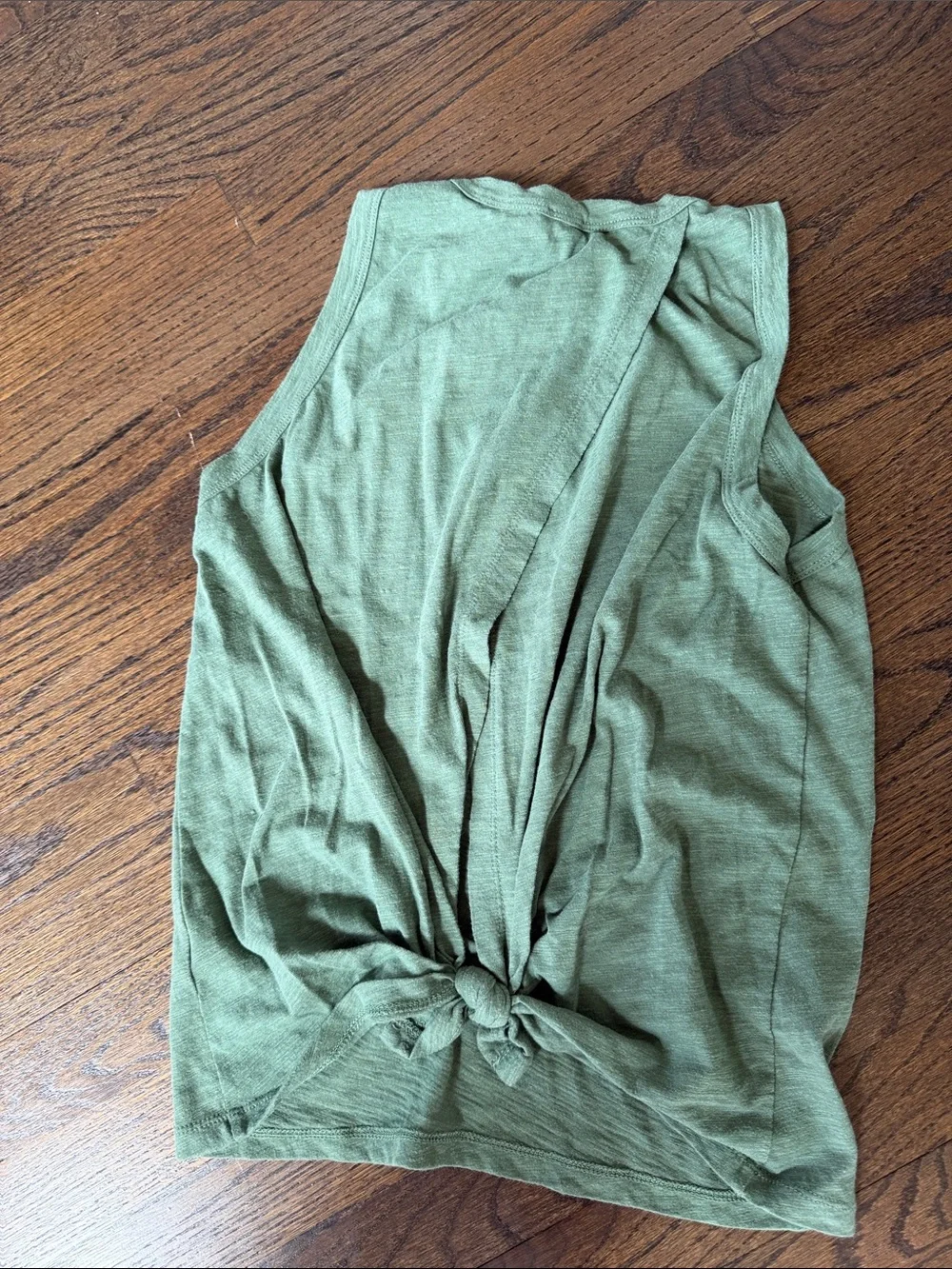 J crew Women’s Sleeveless Tank Top with open knot back - Olive Green